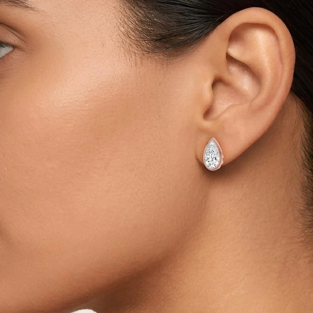 Maribel Pear Earrings - rose gold - alternate side view