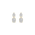 Pear Oval Drop Diamond Earrings - yellow gold product-only front view