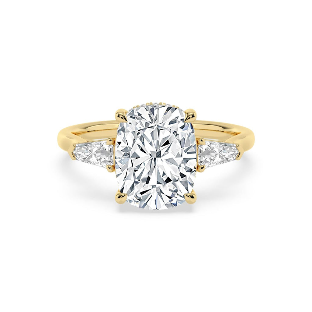 Celeste Hidden Halo Lab Diamond Engagement Ring - yellow gold 3.52ct Cushion Hidden Halo Lab Diamond Engagement Ring product image 1