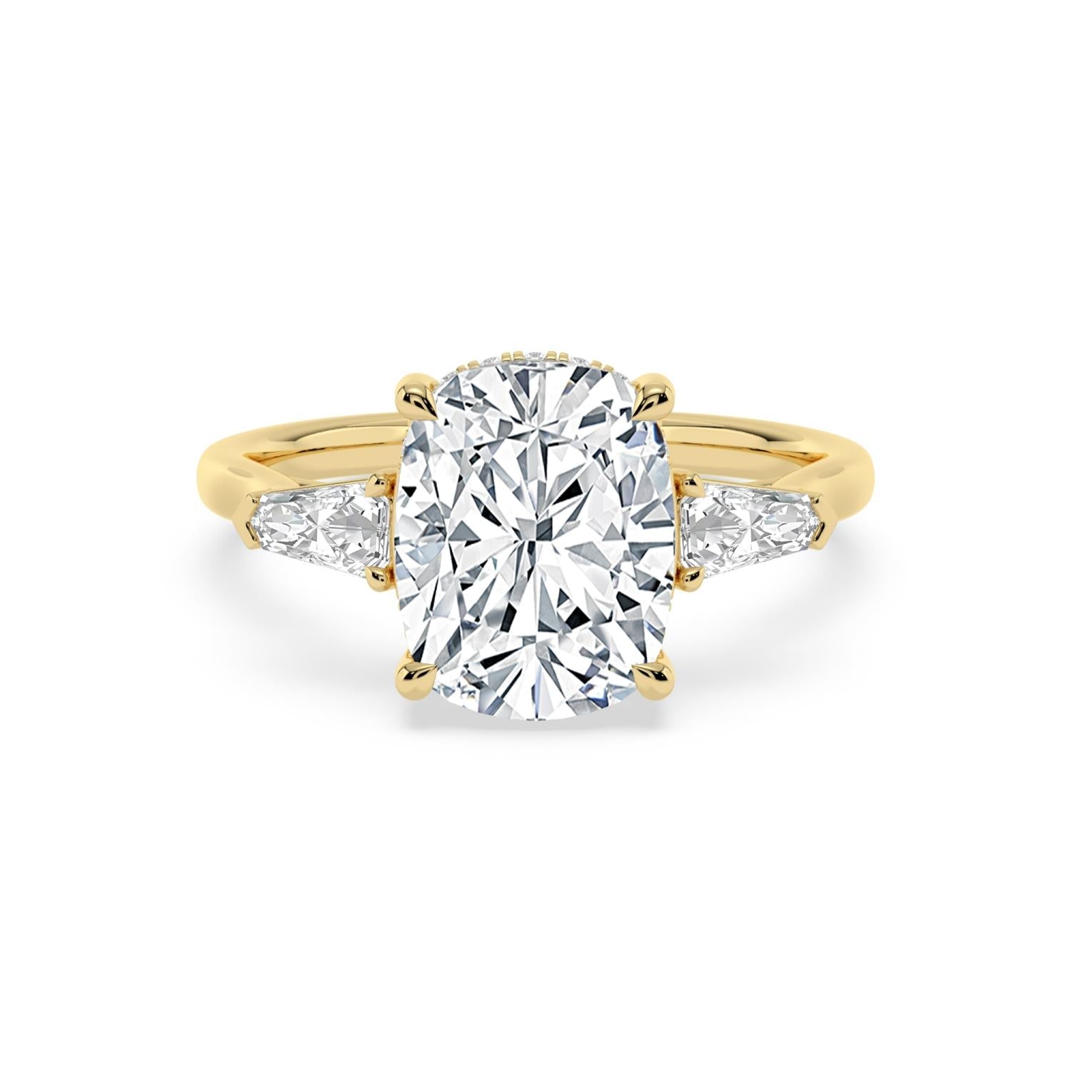 Celeste Hidden Halo Lab Diamond Engagement Ring - yellow gold 3.52ct Cushion Hidden Halo Lab Diamond Engagement Ring product image 1
