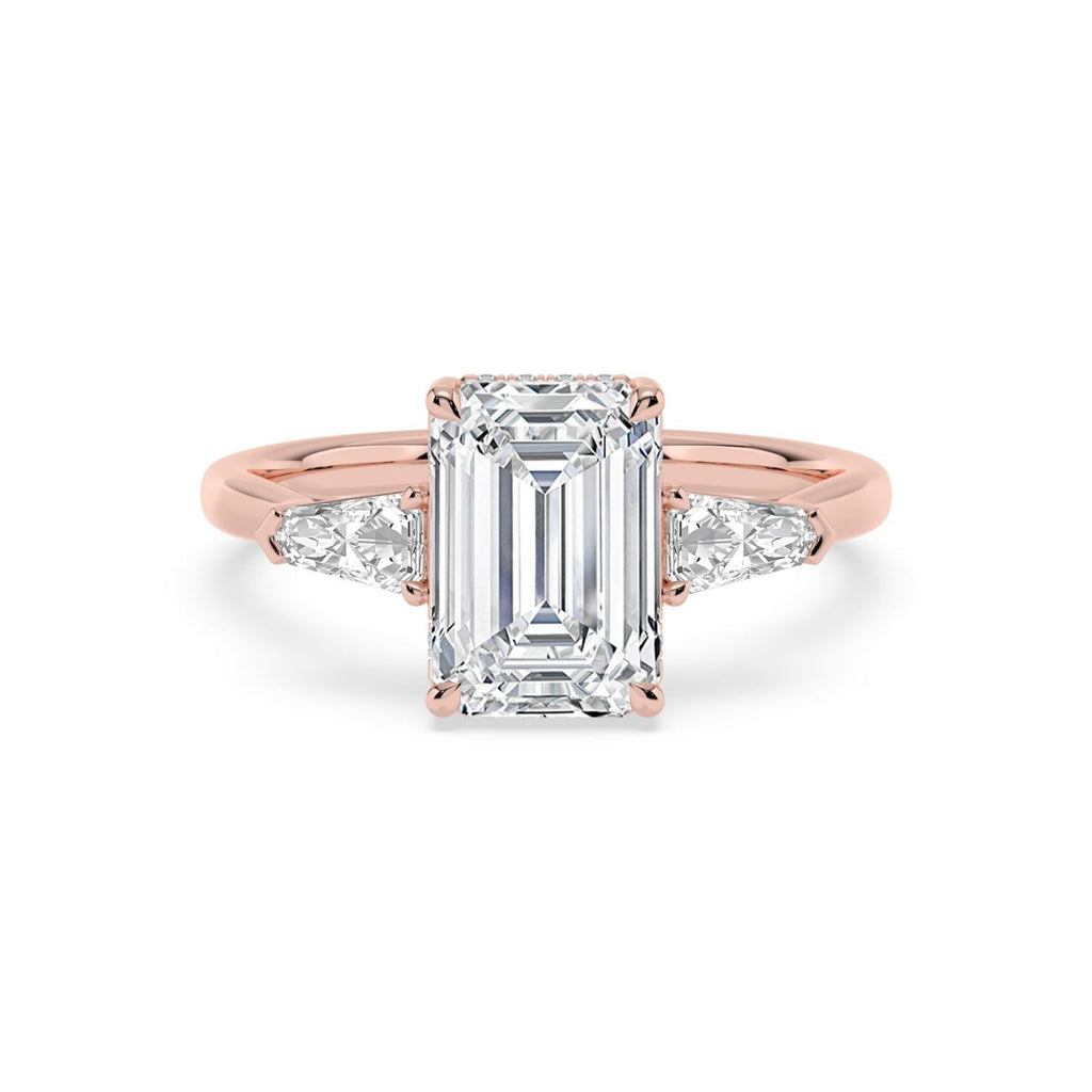 Celeste Hidden Halo Lab Diamond Engagement Ring - rose gold 3ct Emerald Hidden Halo Lab Diamond Engagement Ring product image 1