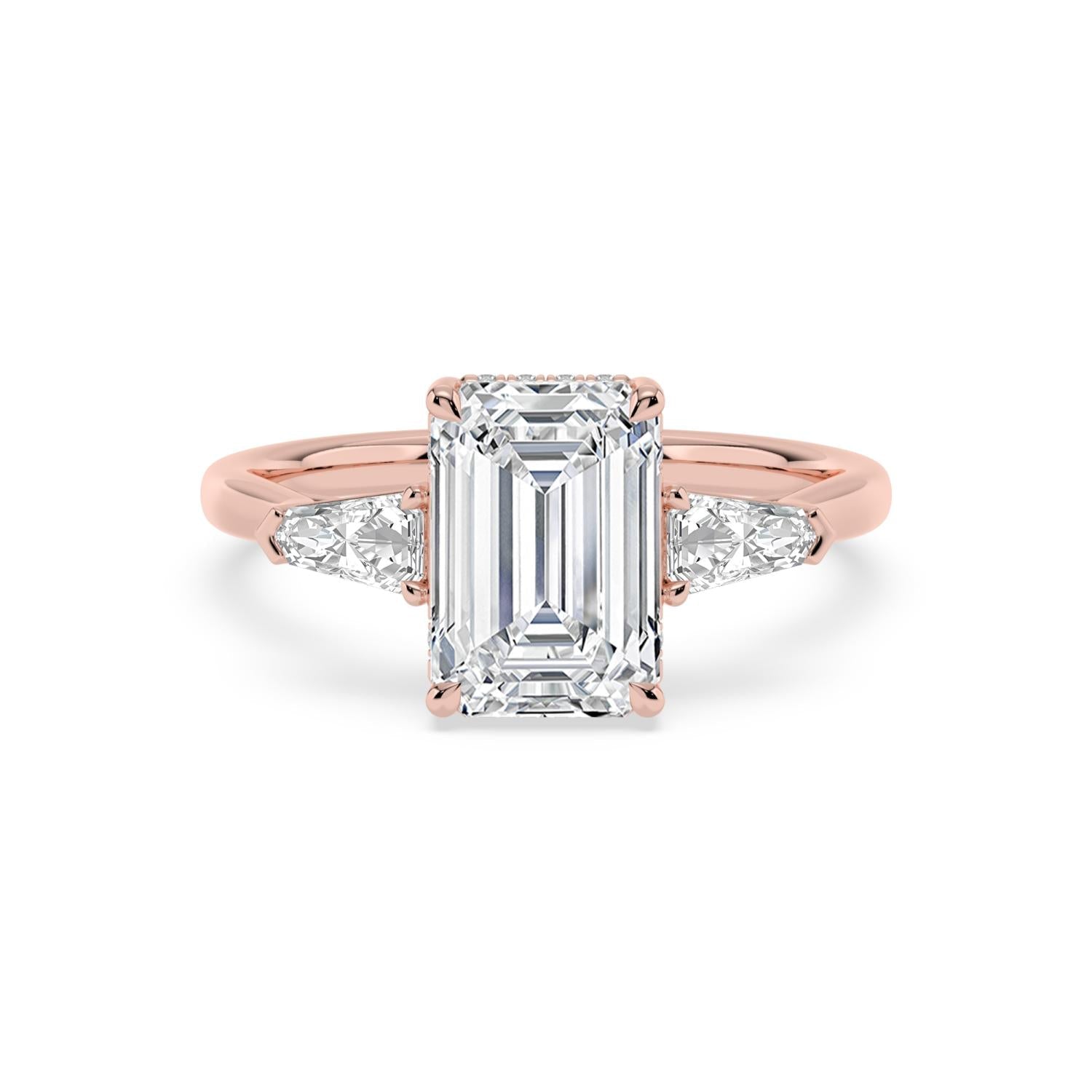 Celeste Hidden Halo Lab Diamond Engagement Ring - rose gold 3ct Emerald Hidden Halo Lab Diamond Engagement Ring product image 1