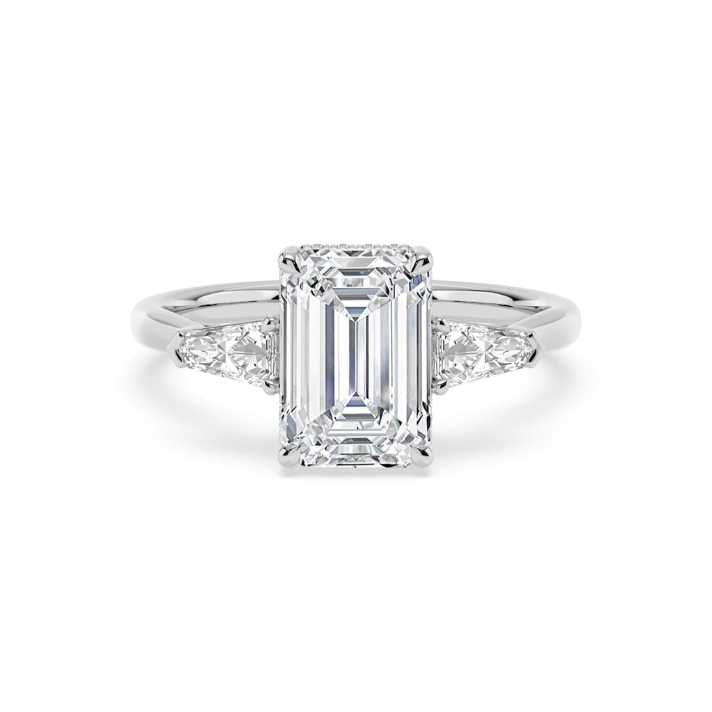 Celeste Hidden Halo Lab Diamond Engagement Ring - white gold 3ct Emerald Hidden Halo Lab Diamond Engagement Ring product image 1