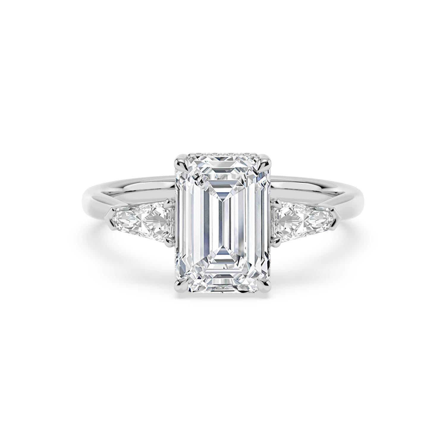 Celeste Hidden Halo Lab Diamond Engagement Ring - white gold 3ct Emerald Hidden Halo Lab Diamond Engagement Ring product image 1