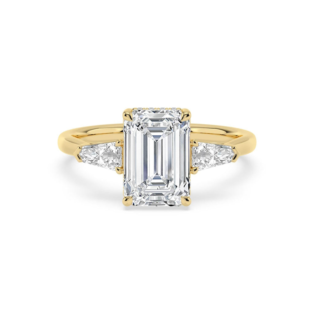 Celeste Hidden Halo Lab Diamond Engagement Ring - yellow gold 3ct Emerald Hidden Halo Lab Diamond Engagement Ring product image 1
