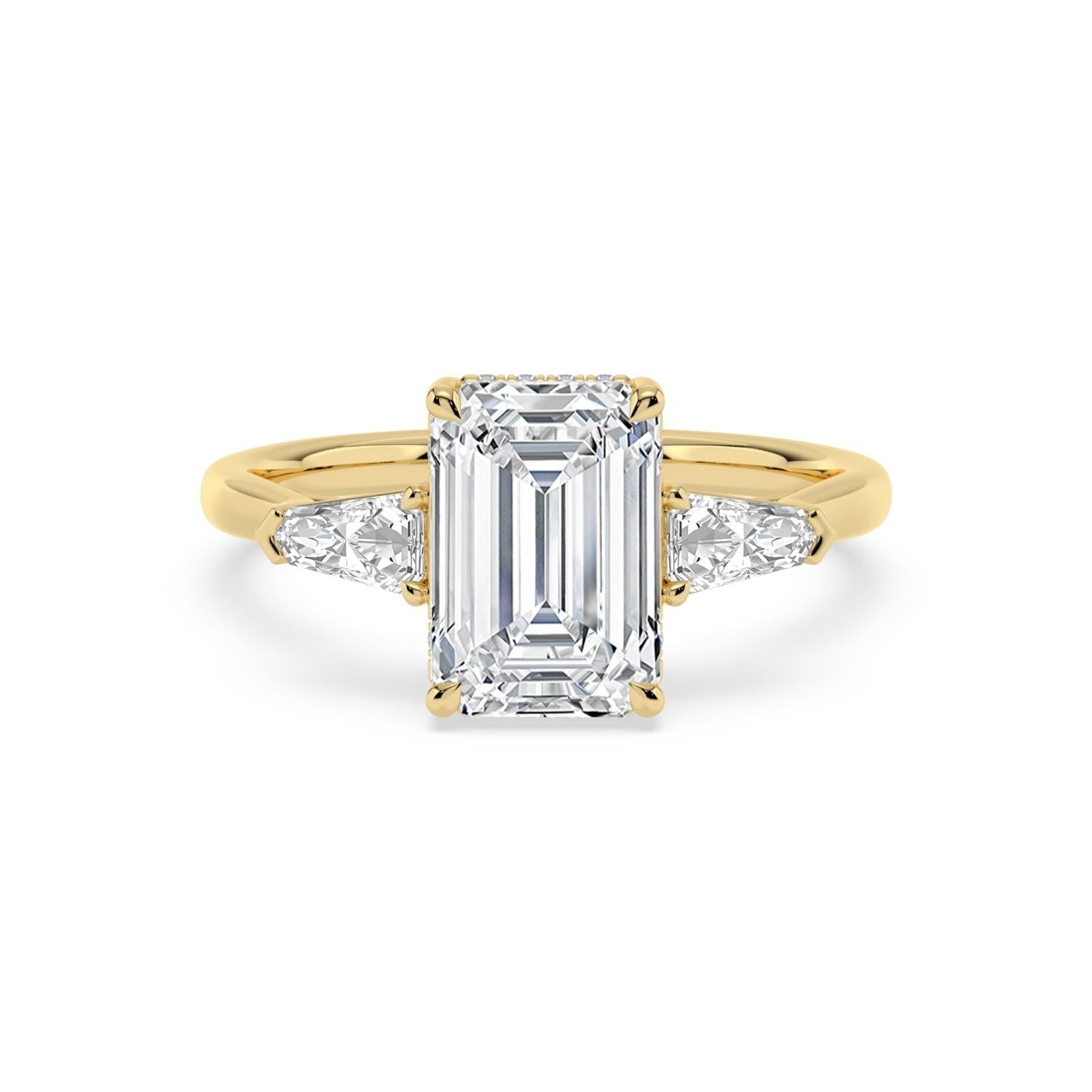 Celeste Hidden Halo Lab Diamond Engagement Ring - yellow gold 3ct Emerald Hidden Halo Lab Diamond Engagement Ring product image 1