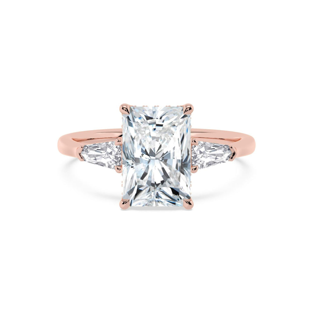 Celeste Hidden Halo Lab Diamond Engagement Ring - rose gold 3ct Radiant Hidden Halo Lab Diamond Engagement Ring product image 1