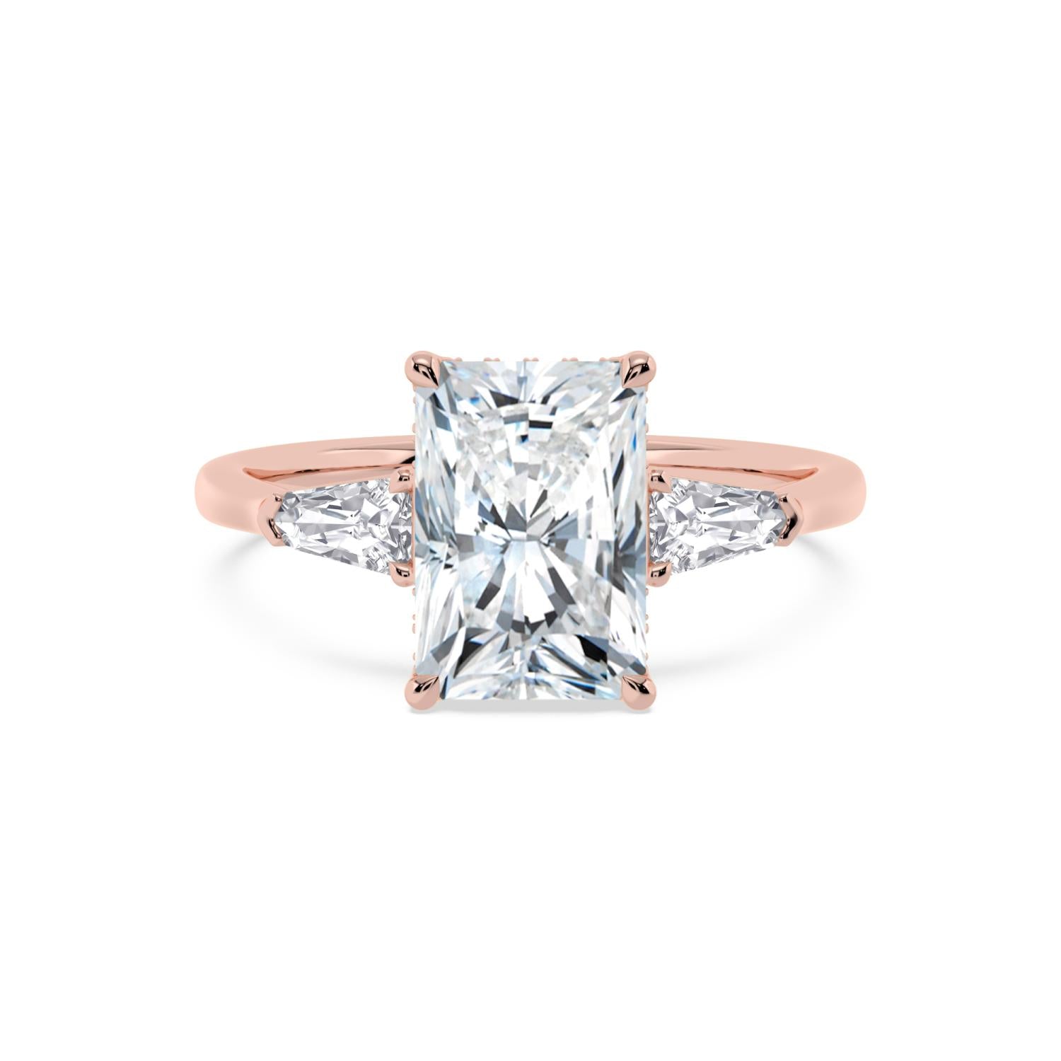 Celeste Hidden Halo Lab Diamond Engagement Ring - rose gold 3ct Radiant Hidden Halo Lab Diamond Engagement Ring product image 1