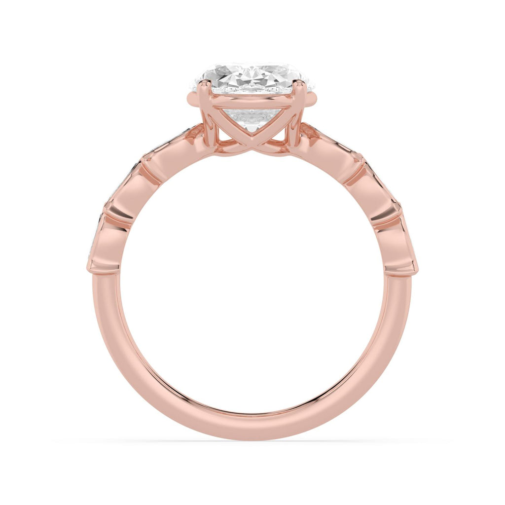 Bellezza Oval Engagement Ring - rose gold - side/angle view