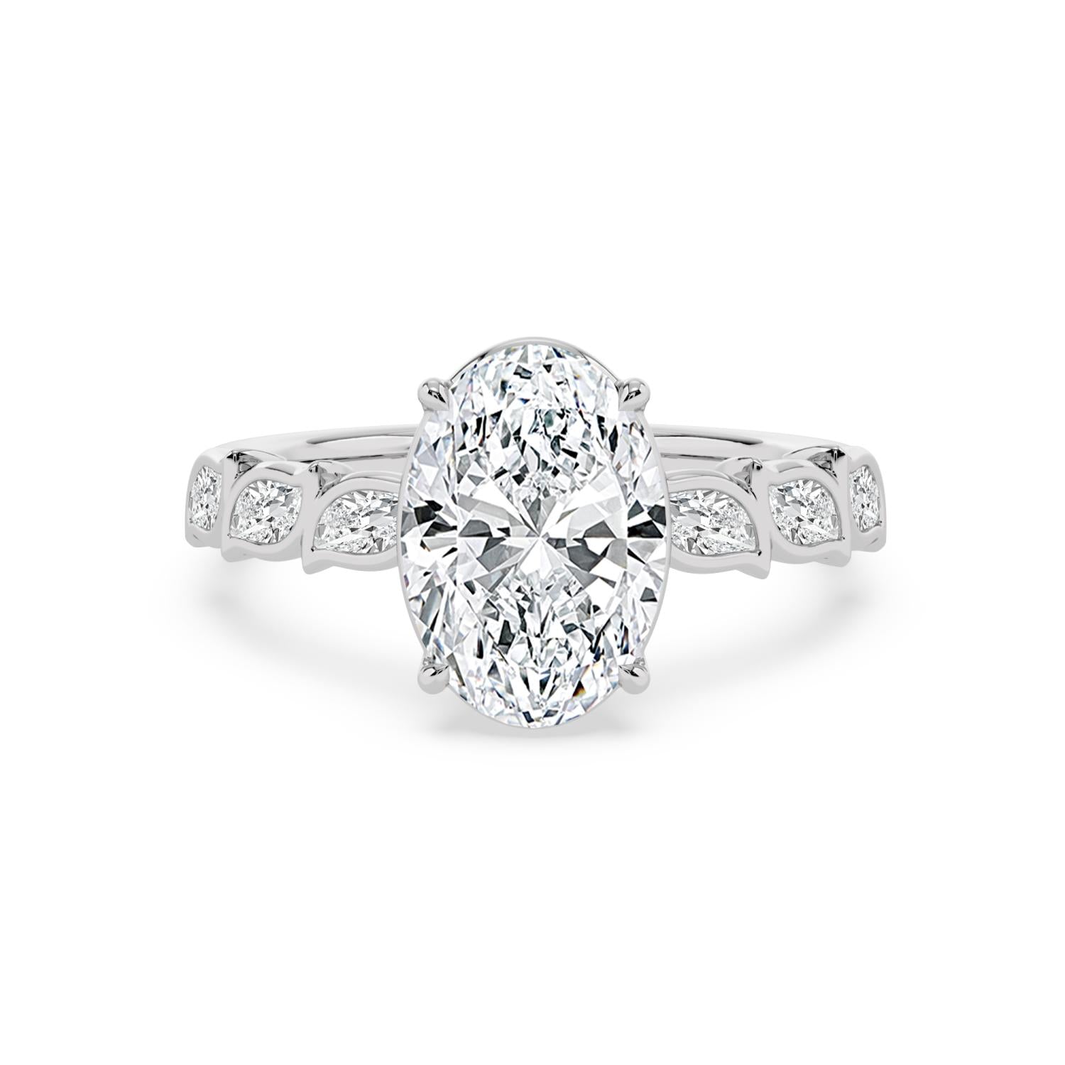 3.62ct Oval Lab Diamond Engagement Ring - white gold product image 1