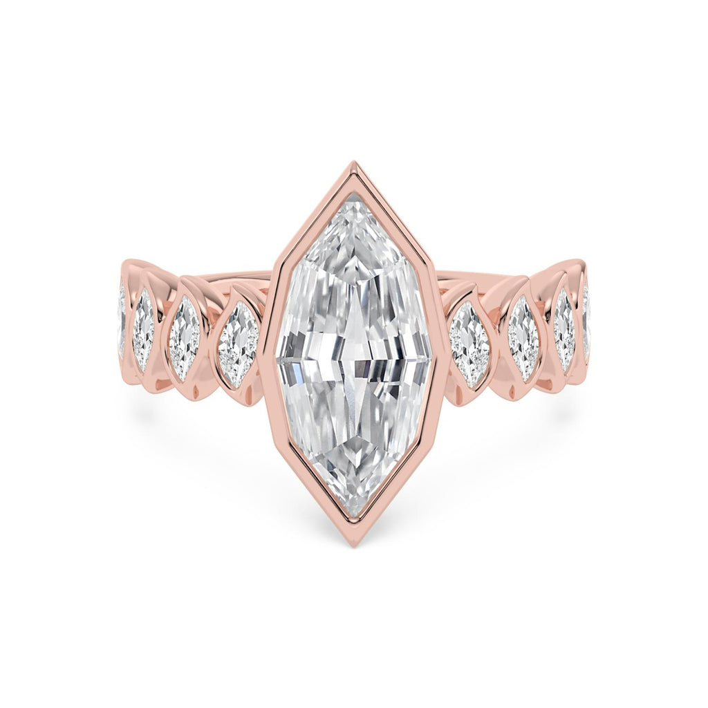 3.82ct Step Cut Marquise Lab Diamond Engagement Ring - rose gold product image 1