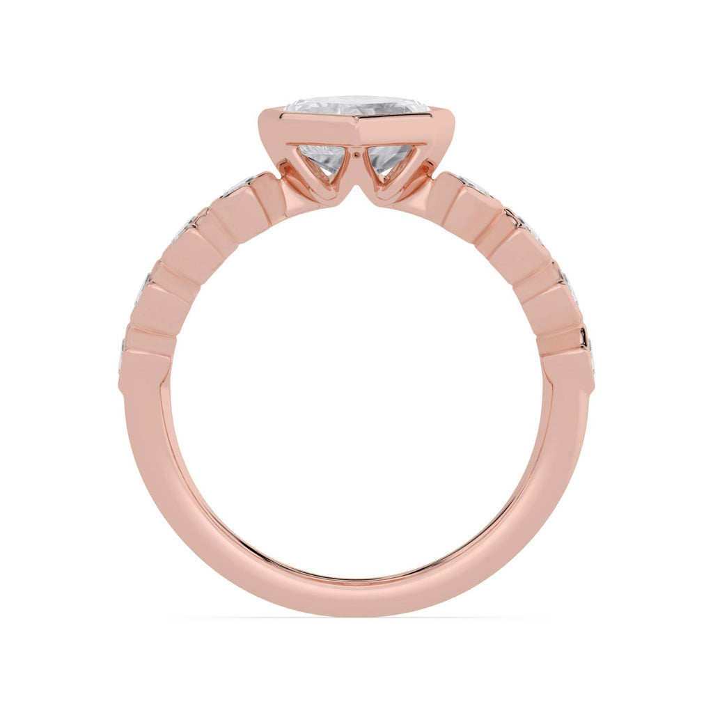 Scala Step Cut Marquise Engagement Ring - rose gold - side/angle view