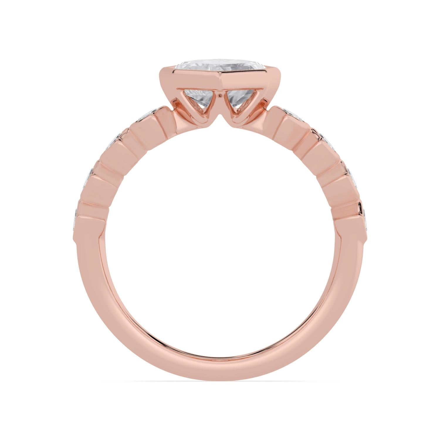 Scala Step Cut Marquise Engagement Ring - rose gold - side/angle view