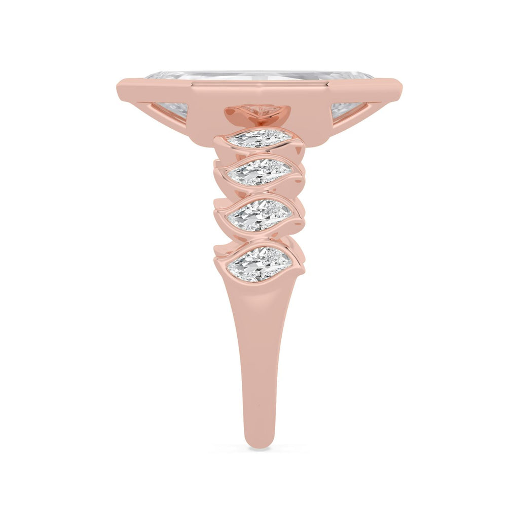3.82ct Step Cut Marquise Lab Diamond Engagement Ring - rose gold product image 4
