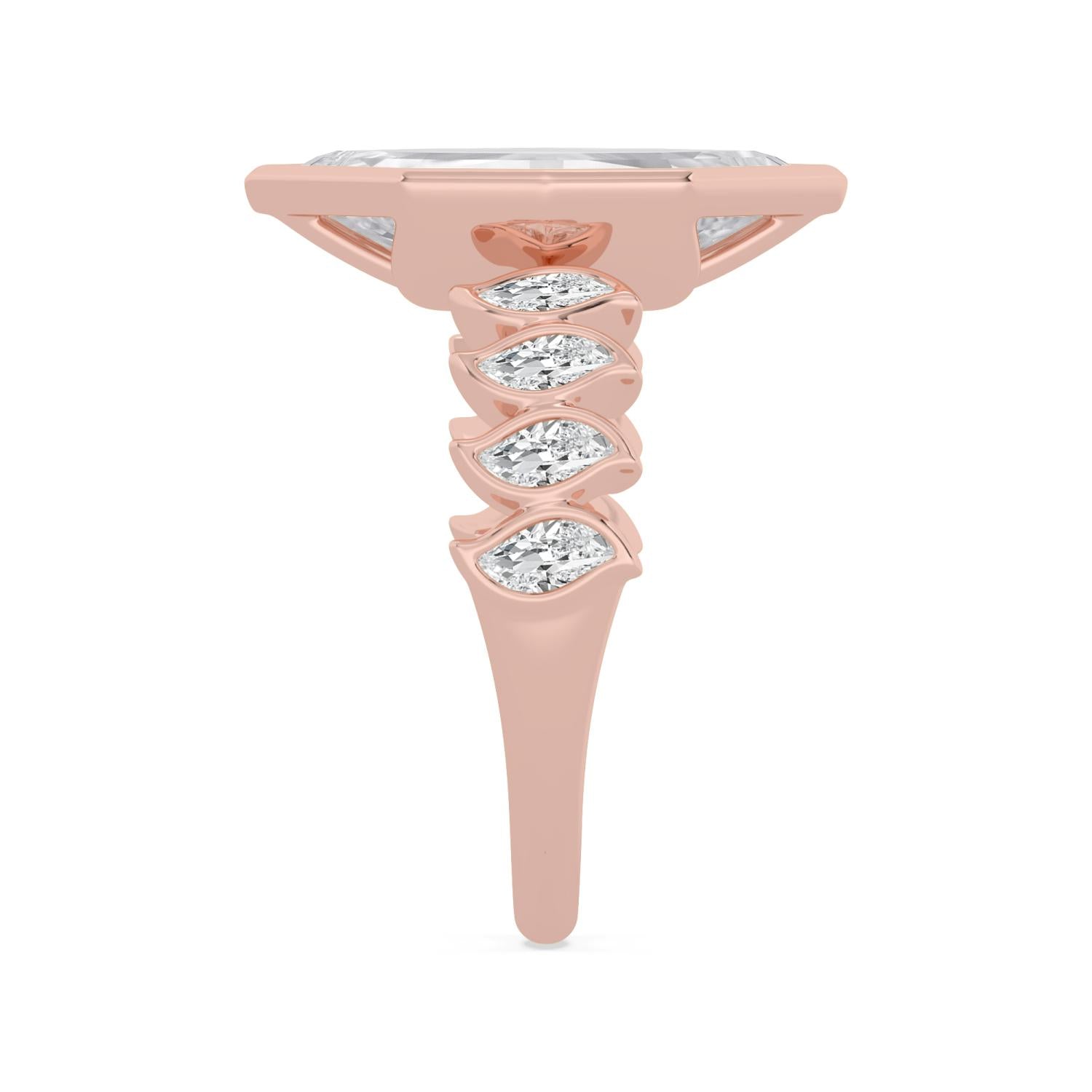 3.82ct Step Cut Marquise Lab Diamond Engagement Ring - rose gold product image 4