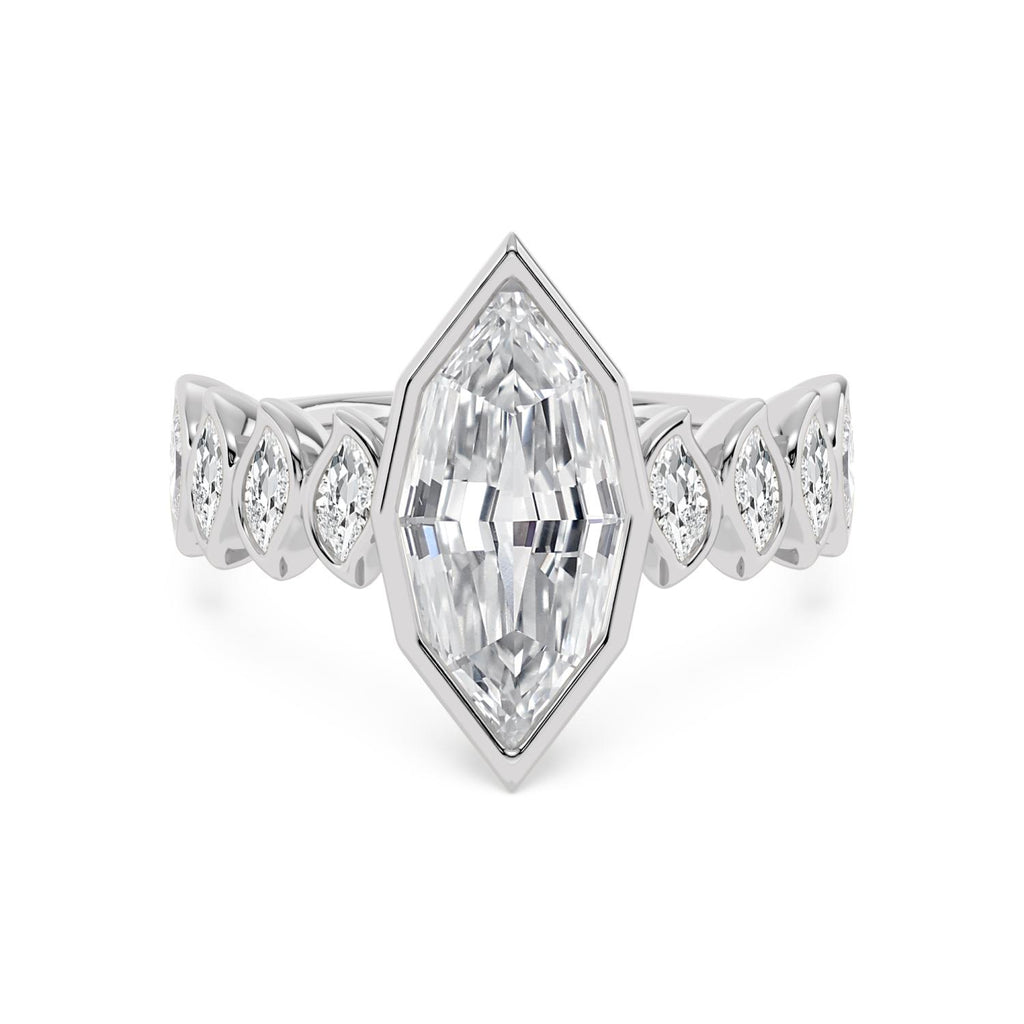 3.82ct Step Cut Marquise Lab Diamond Engagement Ring - white gold product image 1