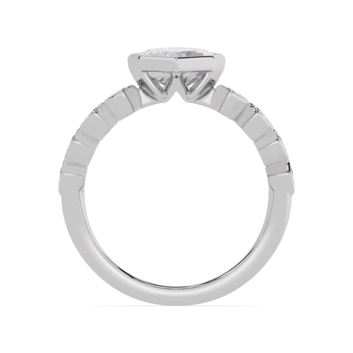 Scala Step Cut Marquise Engagement Ring - white gold - side/angle view