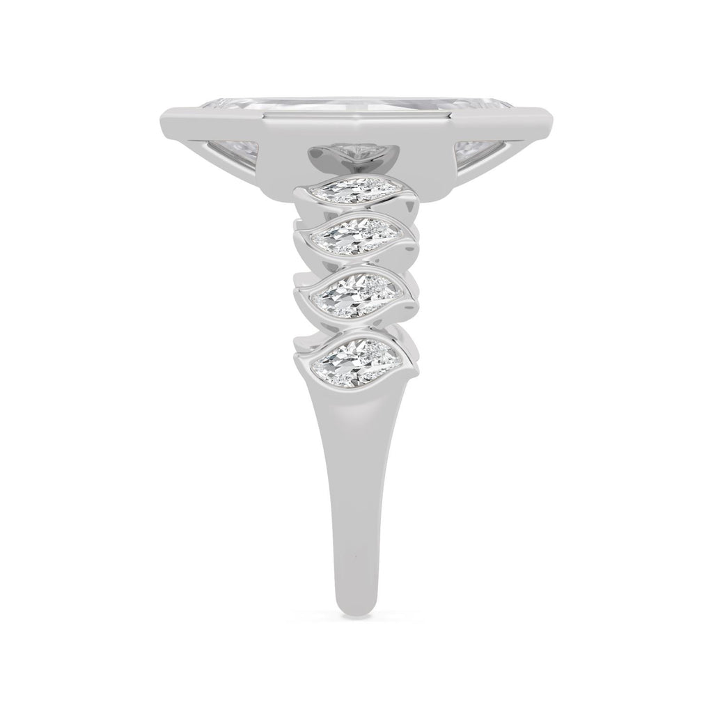 3.82ct Step Cut Marquise Lab Diamond Engagement Ring - white gold product image 4