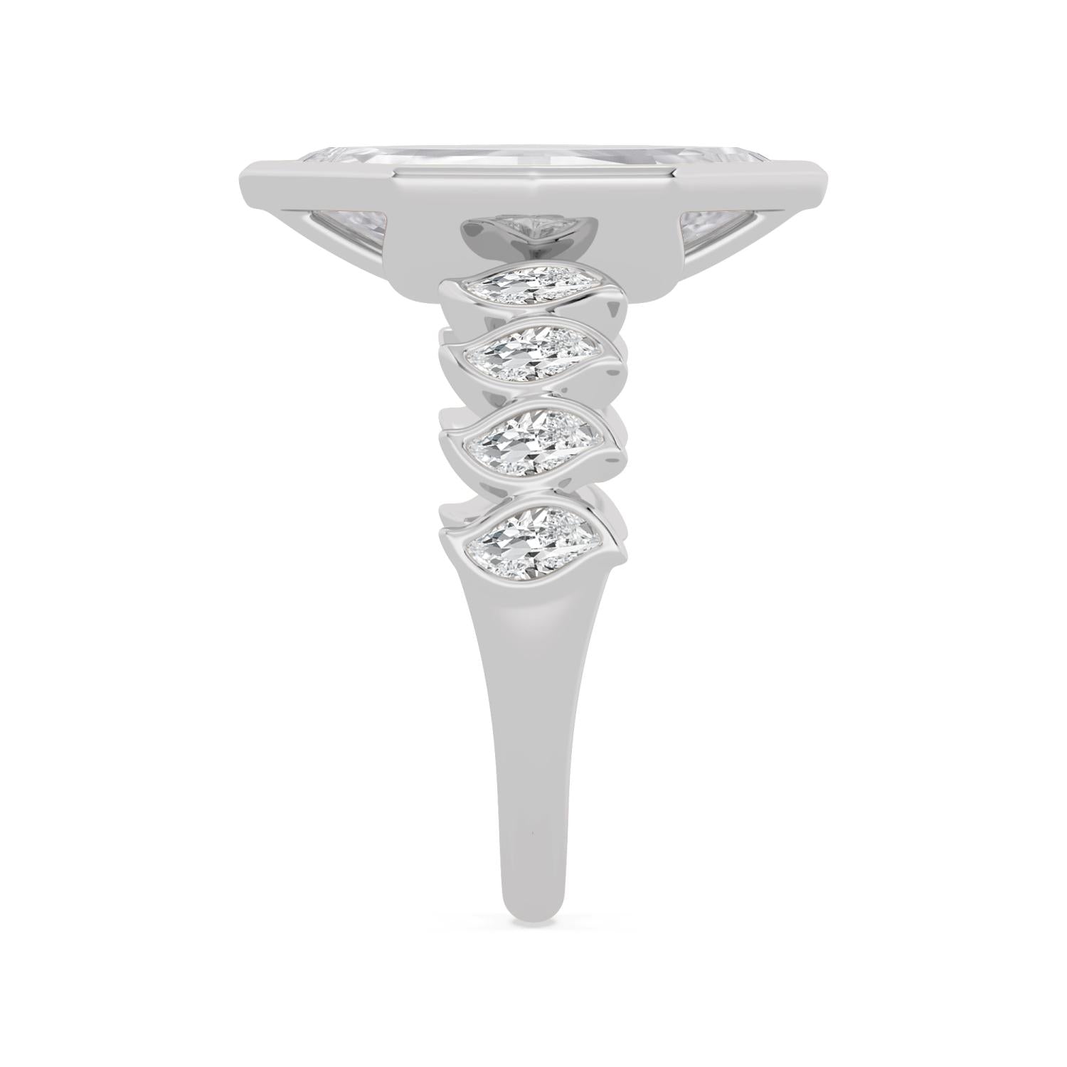3.82ct Step Cut Marquise Lab Diamond Engagement Ring - white gold product image 4