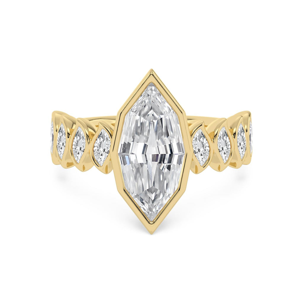 3.82ct Step Cut Marquise Lab Diamond Engagement Ring in Yellow Gold - product image 1