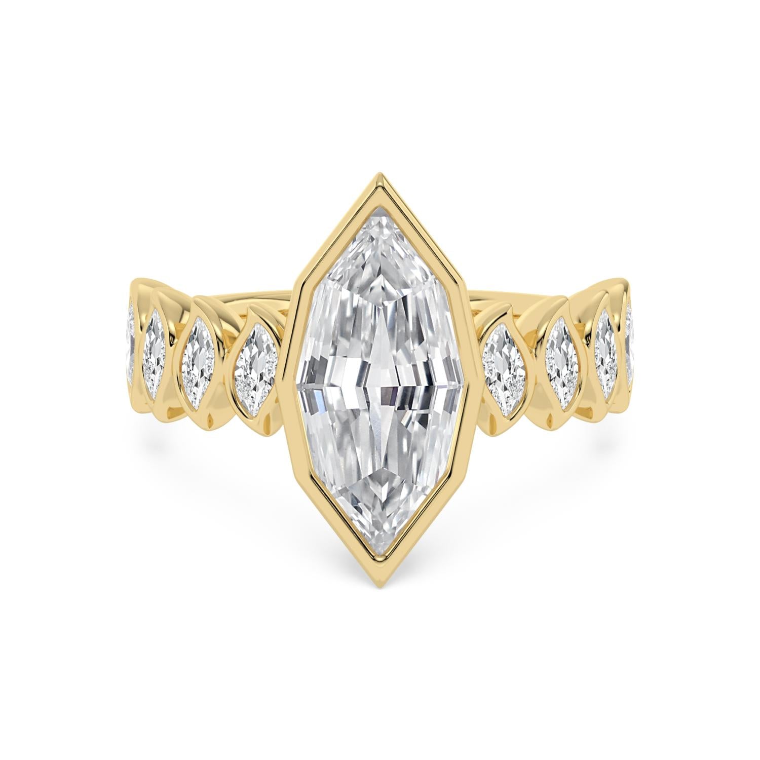 3.82ct Step Cut Marquise Lab Diamond Engagement Ring in Yellow Gold - product image 1
