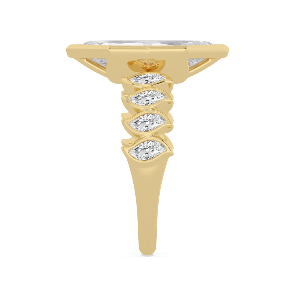 3.82ct Step Cut Marquise Lab Diamond Engagement Ring - yellow gold product image 4