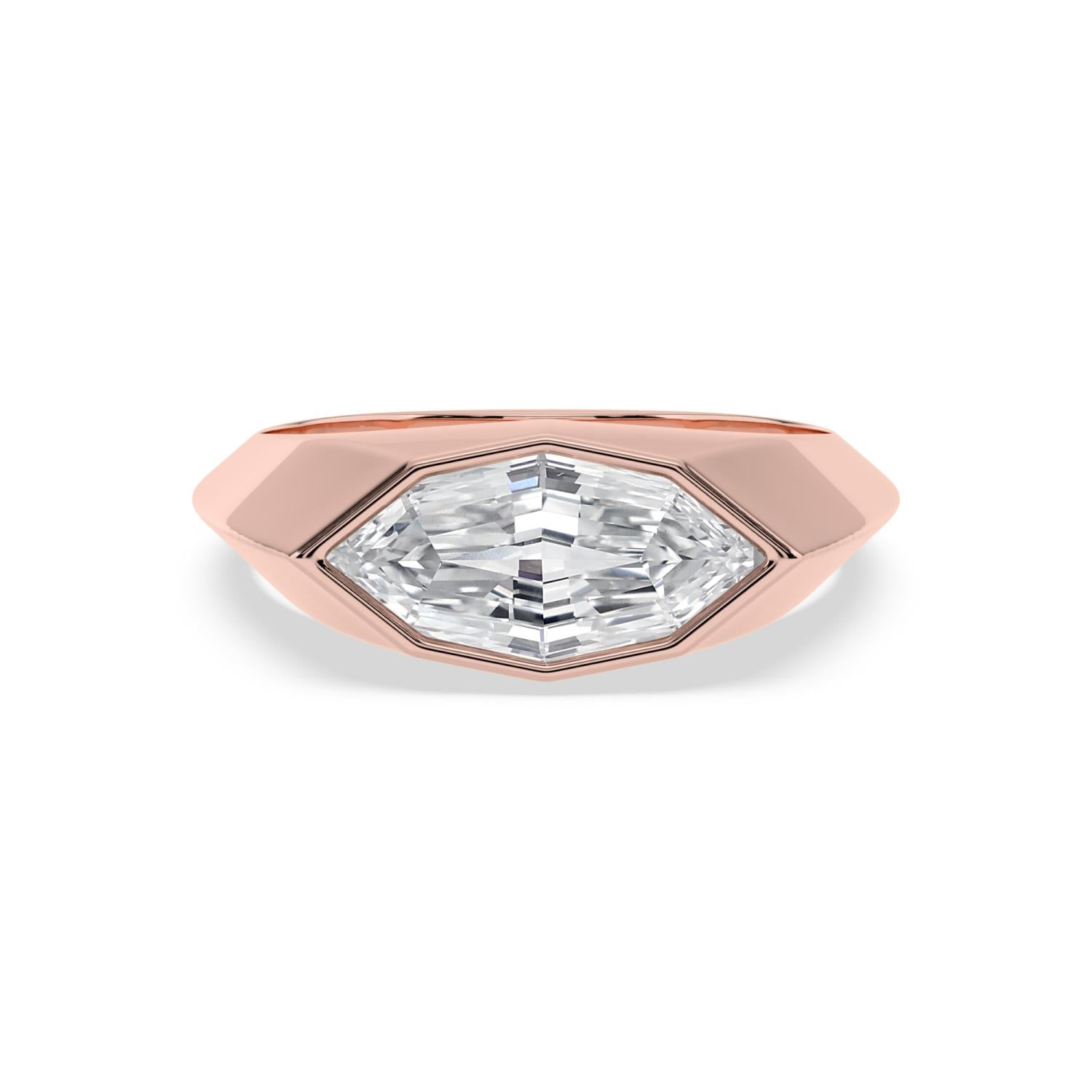 Noir Marquise Signet Ring - rose gold - front view
