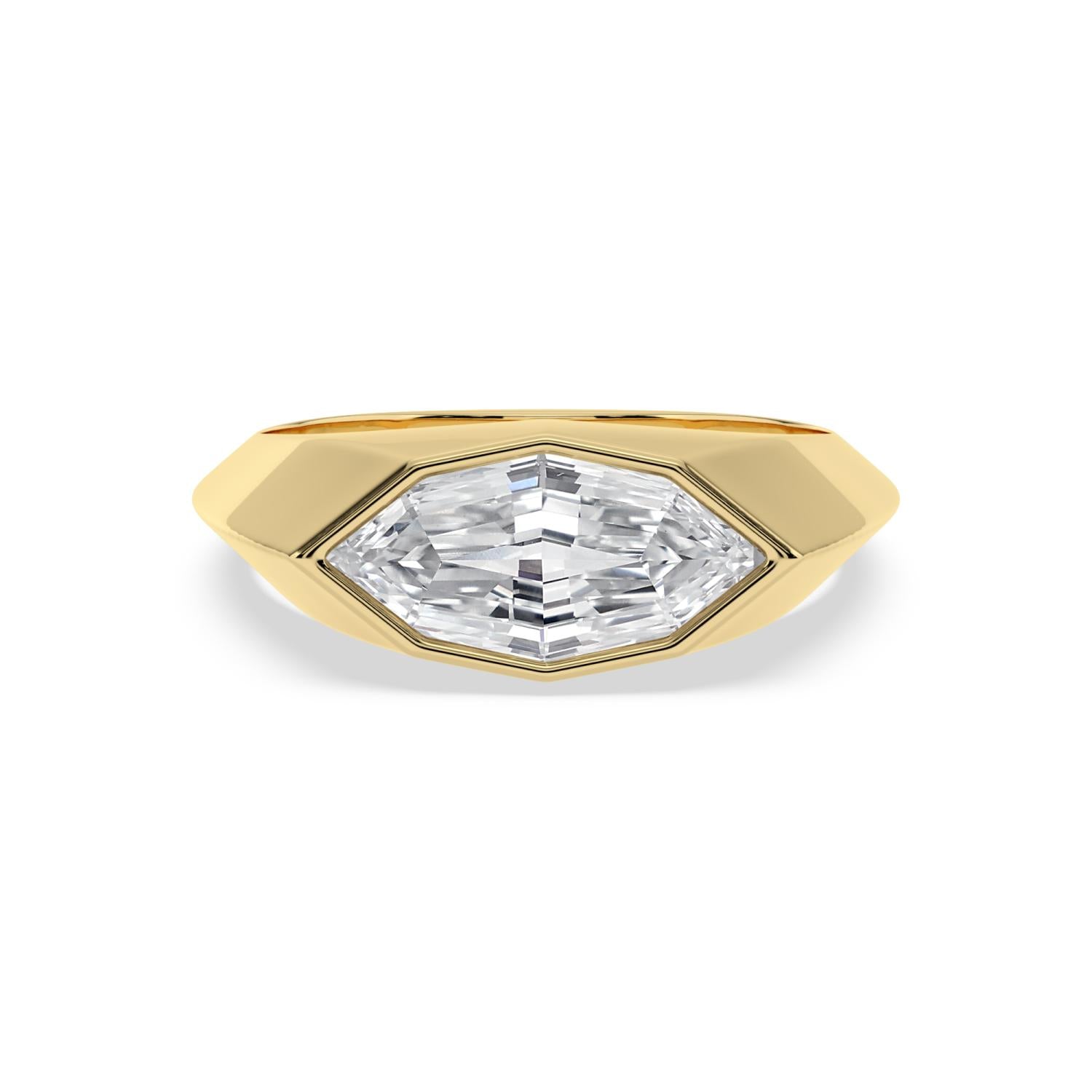 2.00ct Marquise Lab Diamond Signet Engagement Ring in 14ct Yellow Gold - product image 1