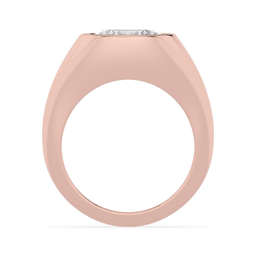 Oval Bezel Signet Engagement Ring - rose gold - side/angle view