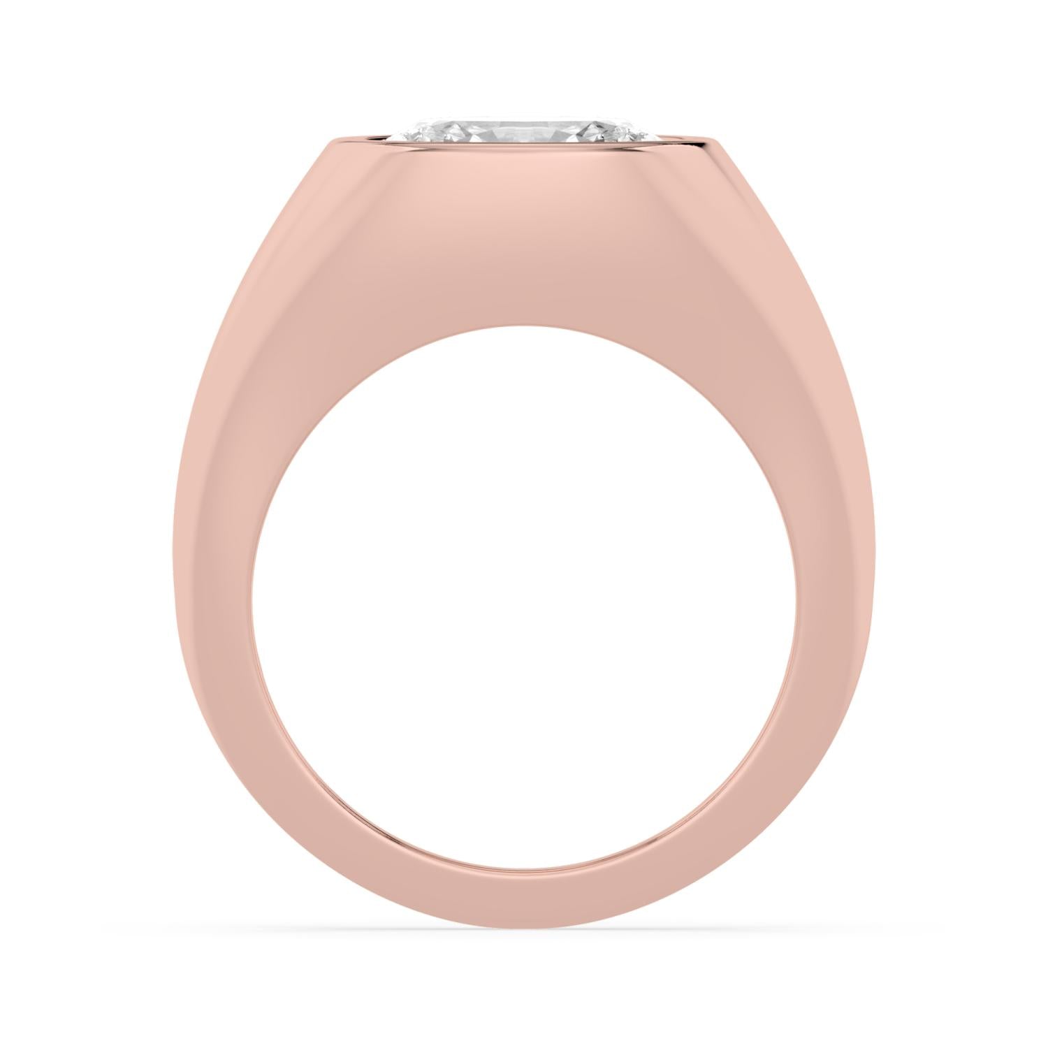 Oval Bezel Signet Engagement Ring - rose gold - side/angle view