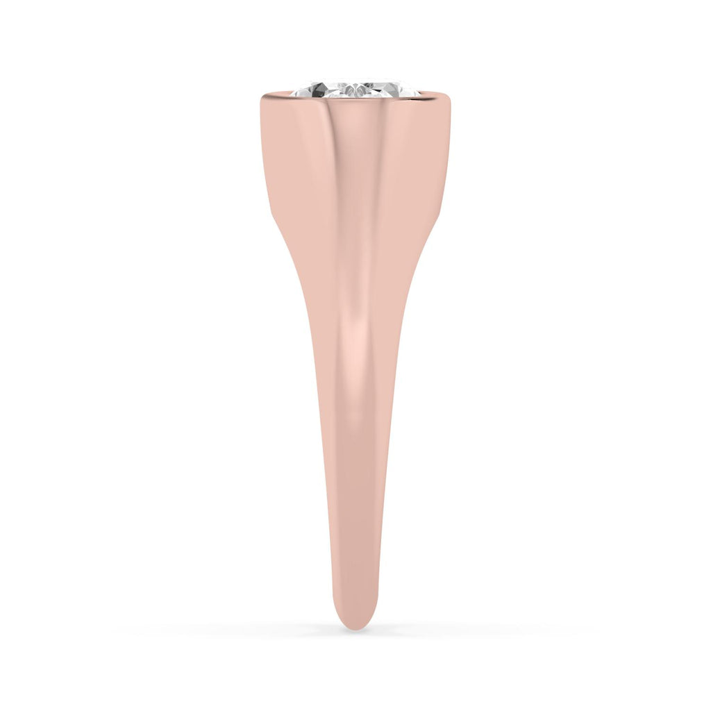 Oval Bezel Signet Engagement Ring - rose gold - detail/top view