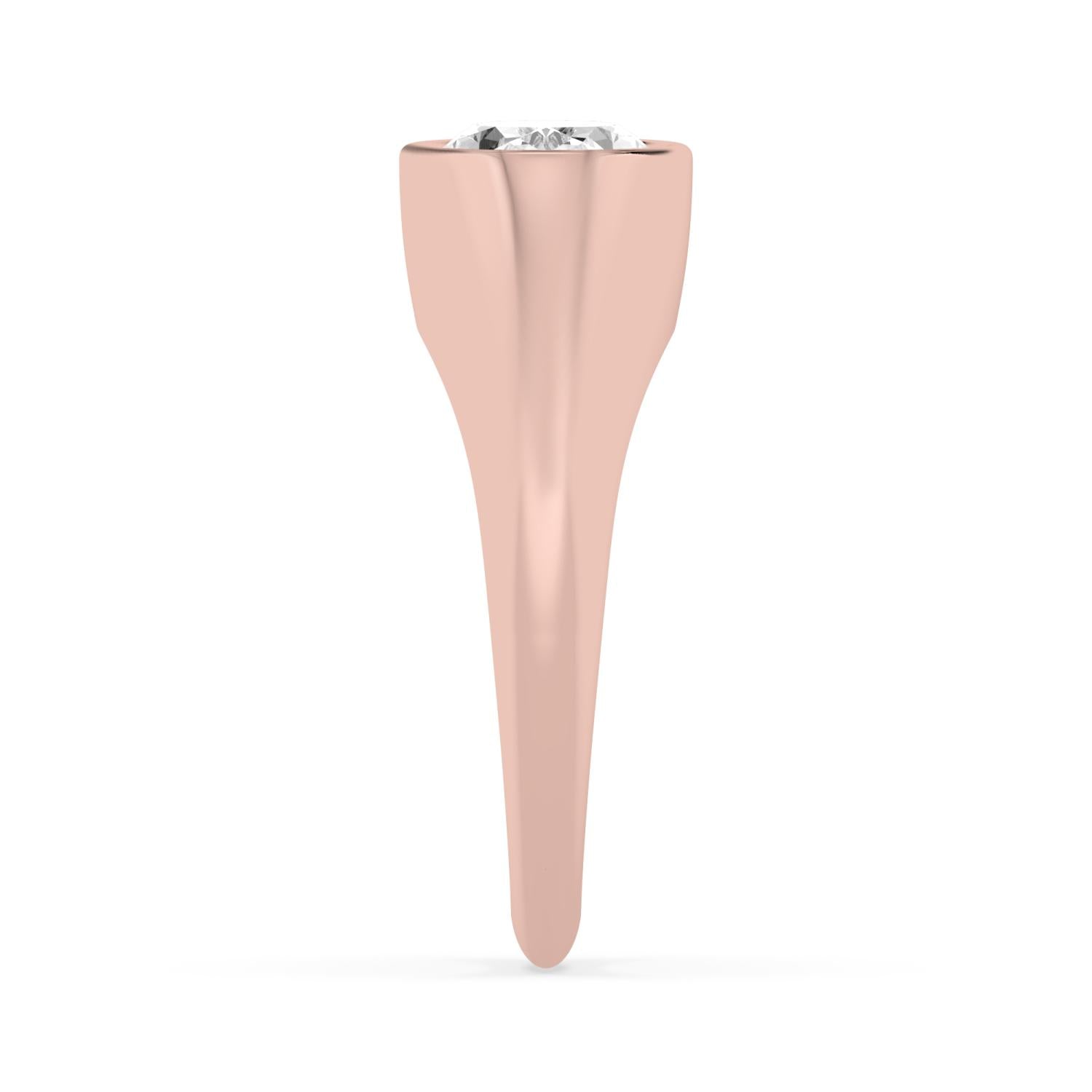 Oval Bezel Signet Engagement Ring - rose gold - detail/top view