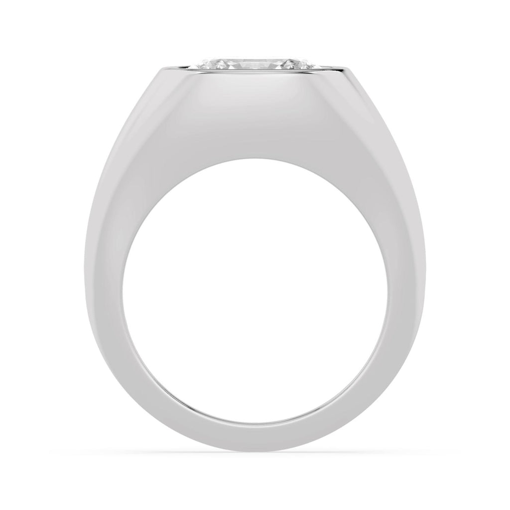 Oval Bezel Signet Engagement Ring - white gold - side/angle view