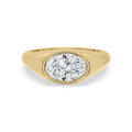 Oval Bezel Signet Engagement Ring - yellow gold product-only front view