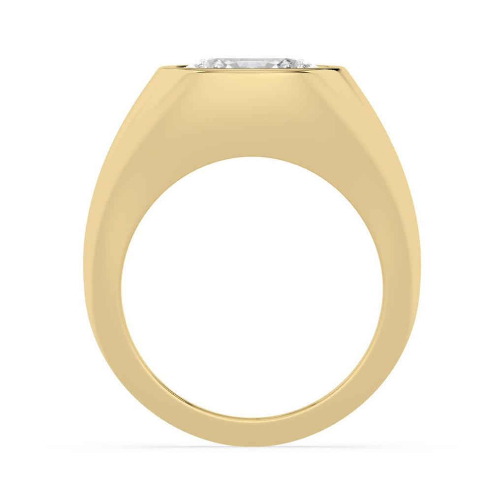 Oval Bezel Signet Engagement Ring - yellow gold - side/angle view
