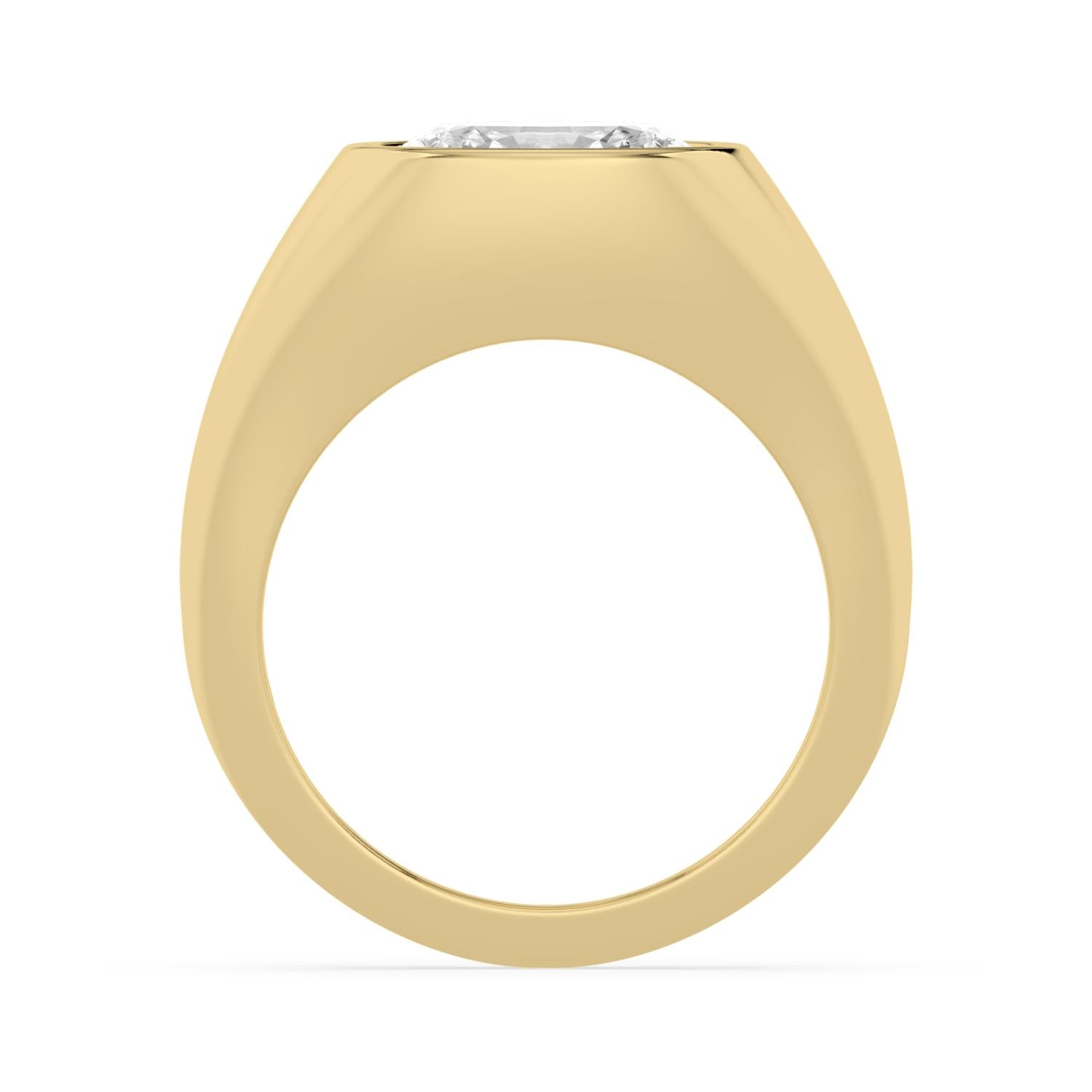 Oval Bezel Signet Engagement Ring - yellow gold - side/angle view