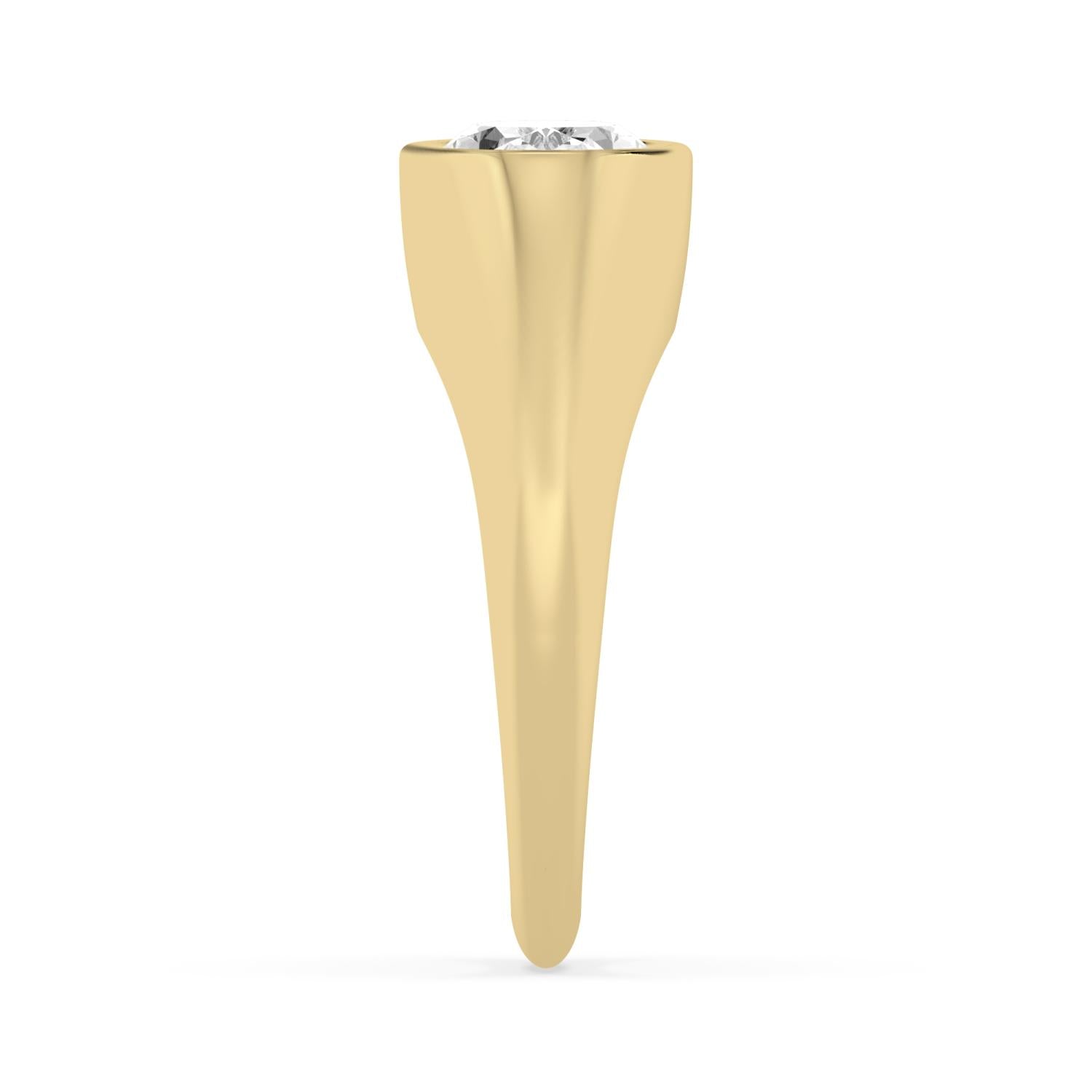 Oval Bezel Signet Engagement Ring - yellow gold - detail/top view