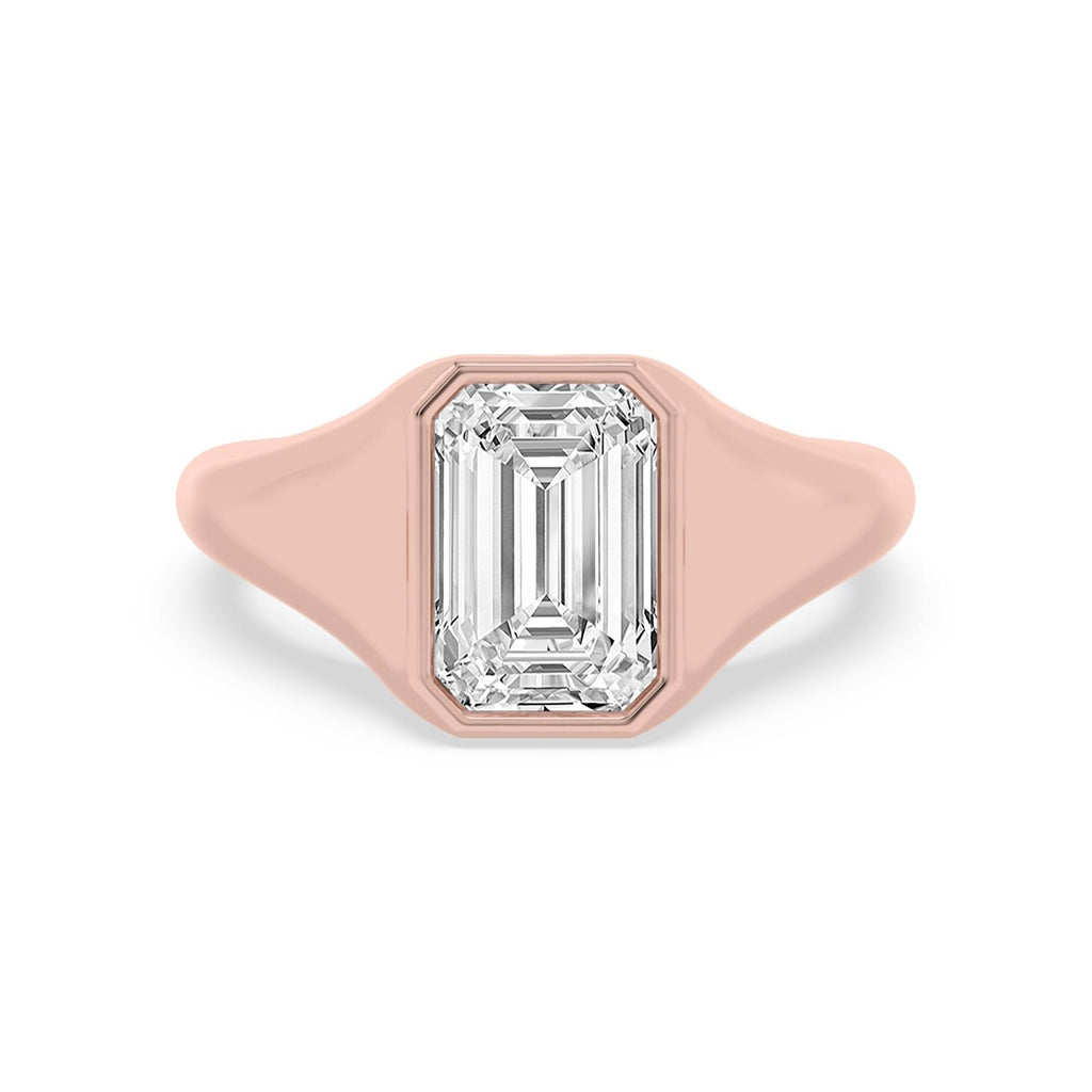 Bezel Lab Diamond Signet Ring - rose gold product image 1