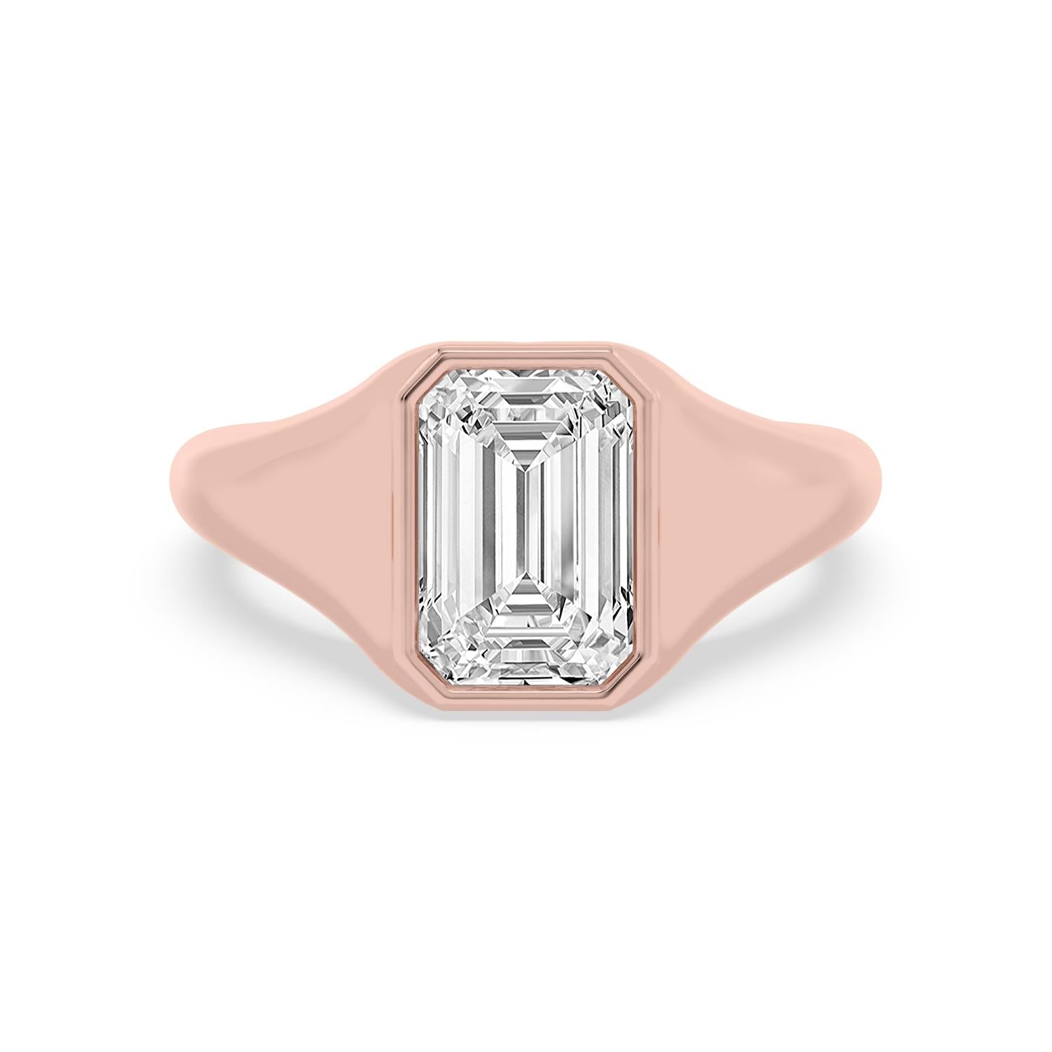 Bezel Lab Diamond Signet Ring - rose gold product image 1