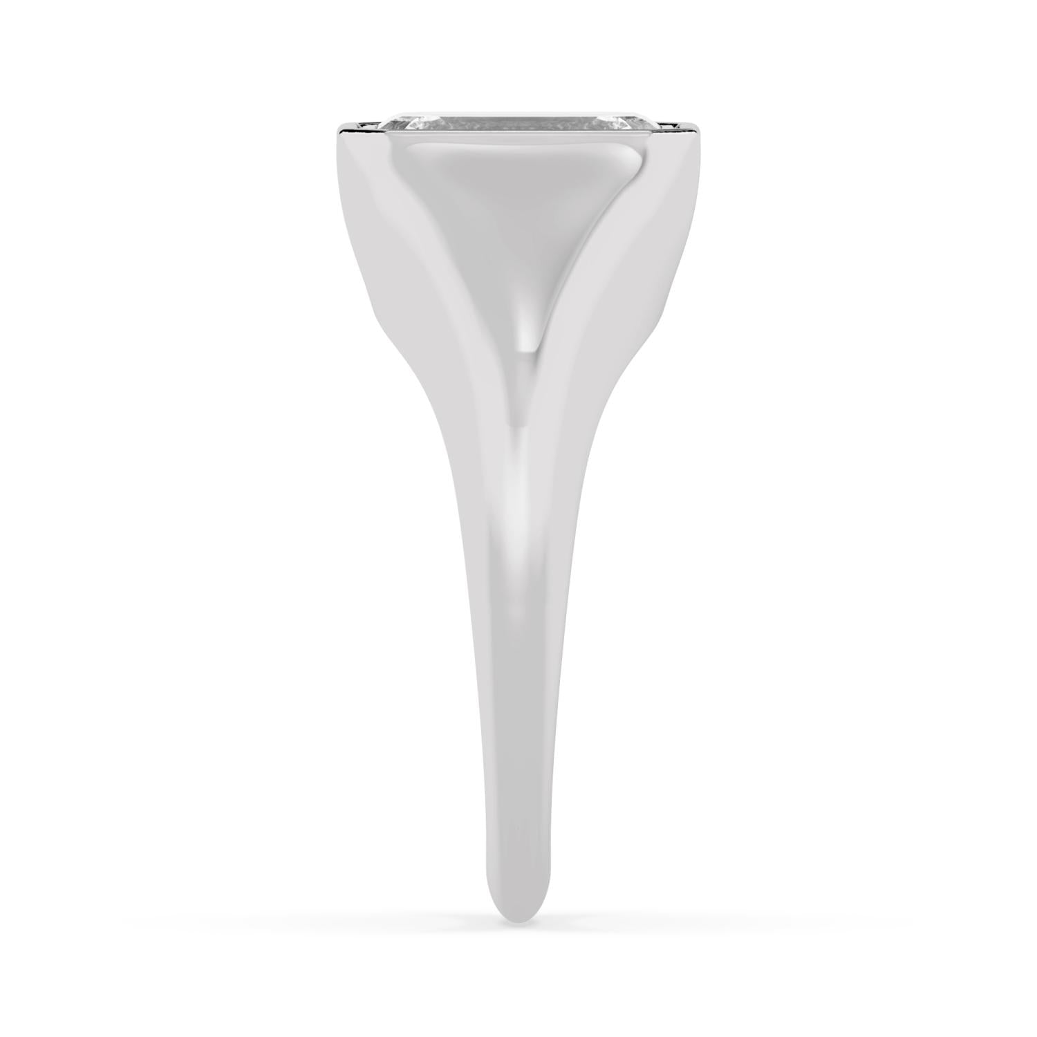 Bezel Lab Diamond Signet Ring - white gold product image 4