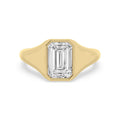 Bezel Lab Diamond Signet Engagement Ring in Yellow Gold - Emerald 3.00ctw product image 1