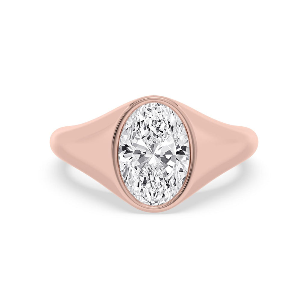 Bezel Lab Diamond Signet Ring - rose gold product image 1