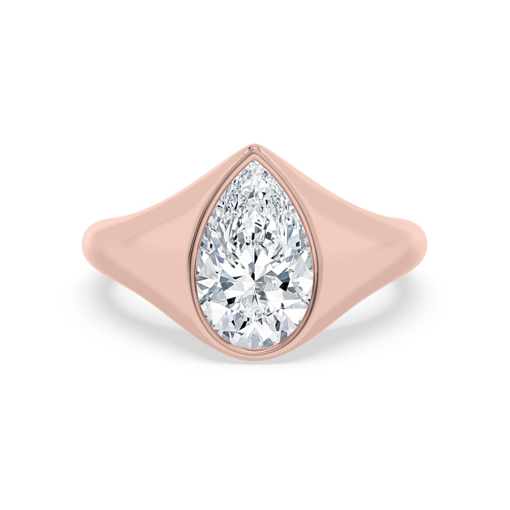 Bezel Lab Diamond Signet Ring - rose gold product image 1