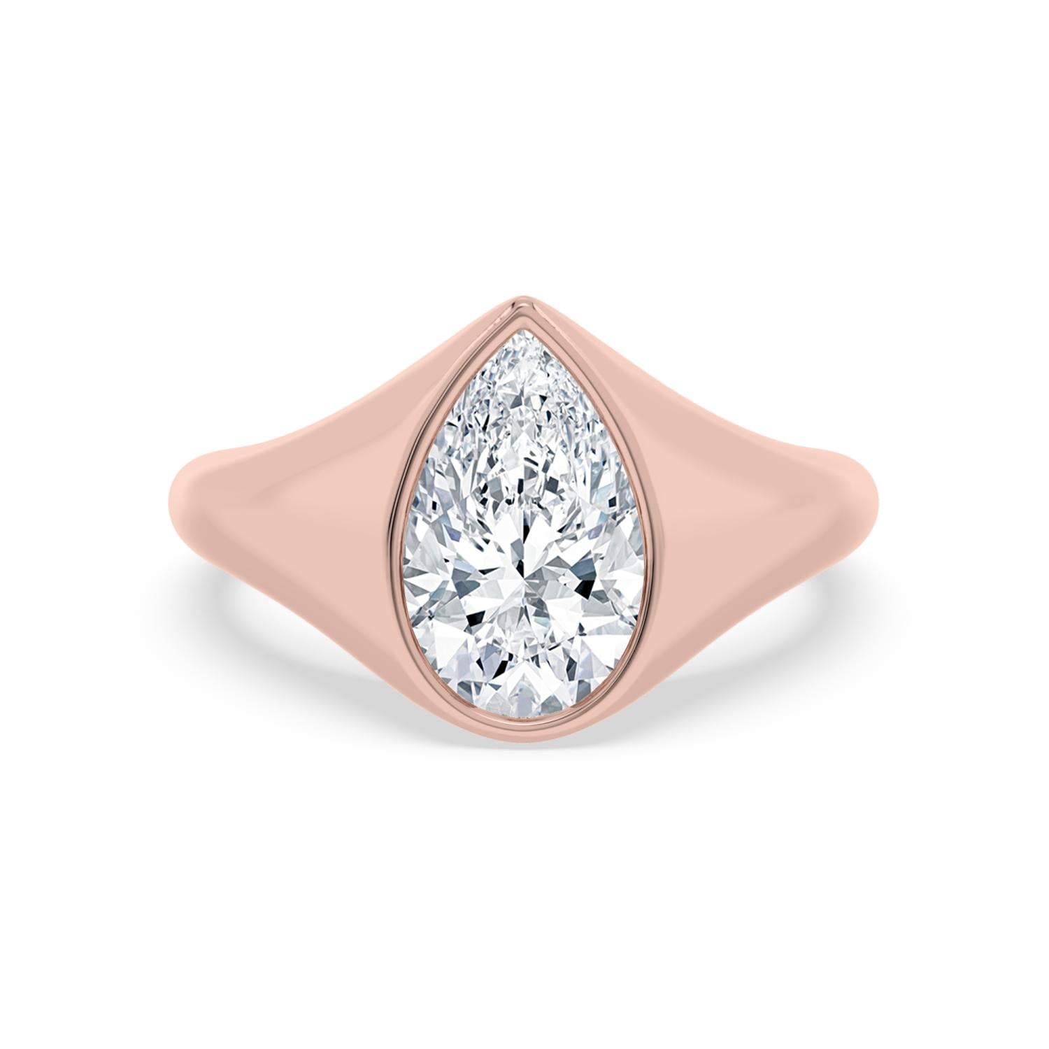 Bezel Lab Diamond Signet Ring - rose gold product image 1