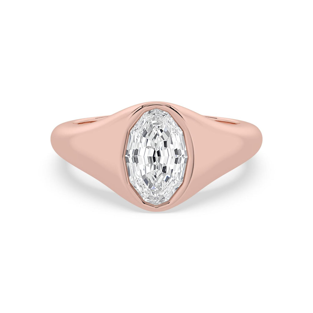 Bezel Lab Diamond Signet Ring - rose gold product image 1