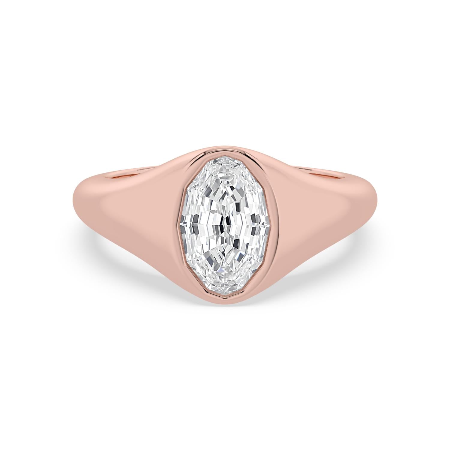 Bezel Lab Diamond Signet Ring - rose gold product image 1