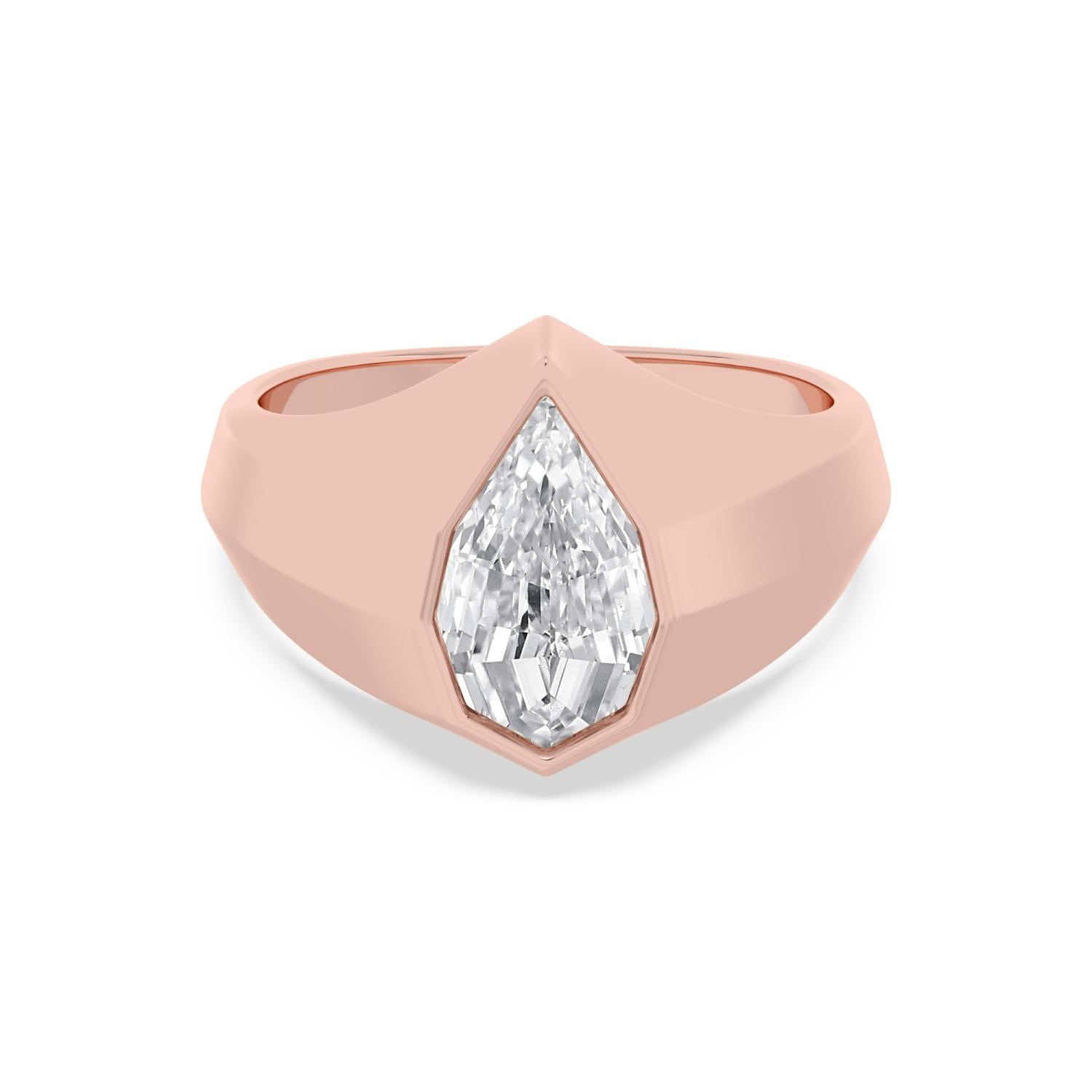 Bezel Lab Diamond Signet Ring - rose gold product image 1