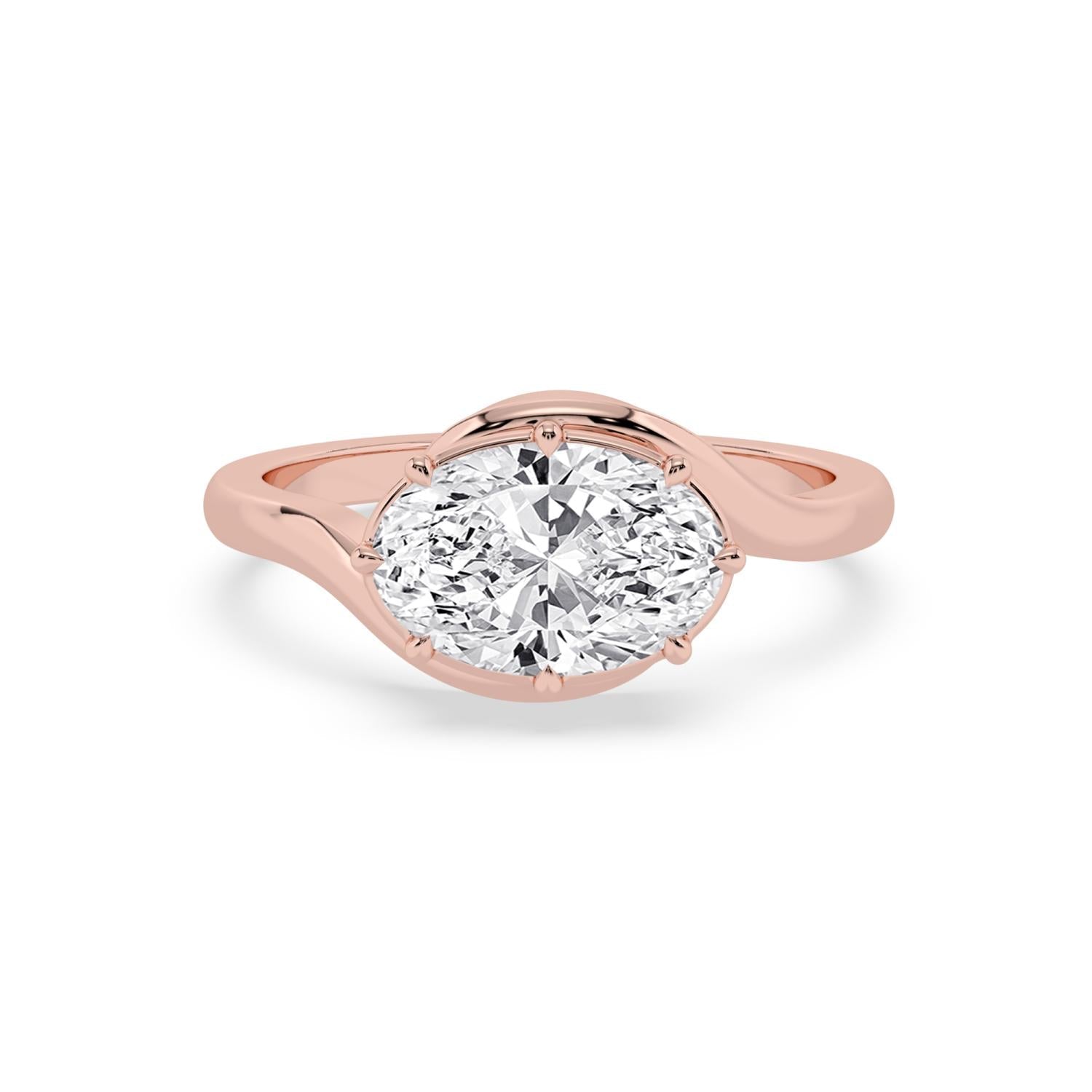 2.00ct Oval Lab Diamond Bypass Engagement Ring in 10ct Gold - rose gold product image 1