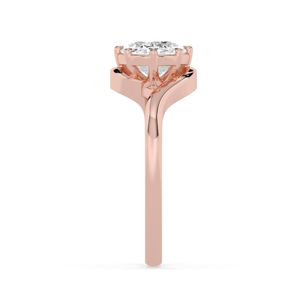 2.00ct Oval Lab Diamond Bypass Engagement Ring in 10ct Gold - rose gold product image 4