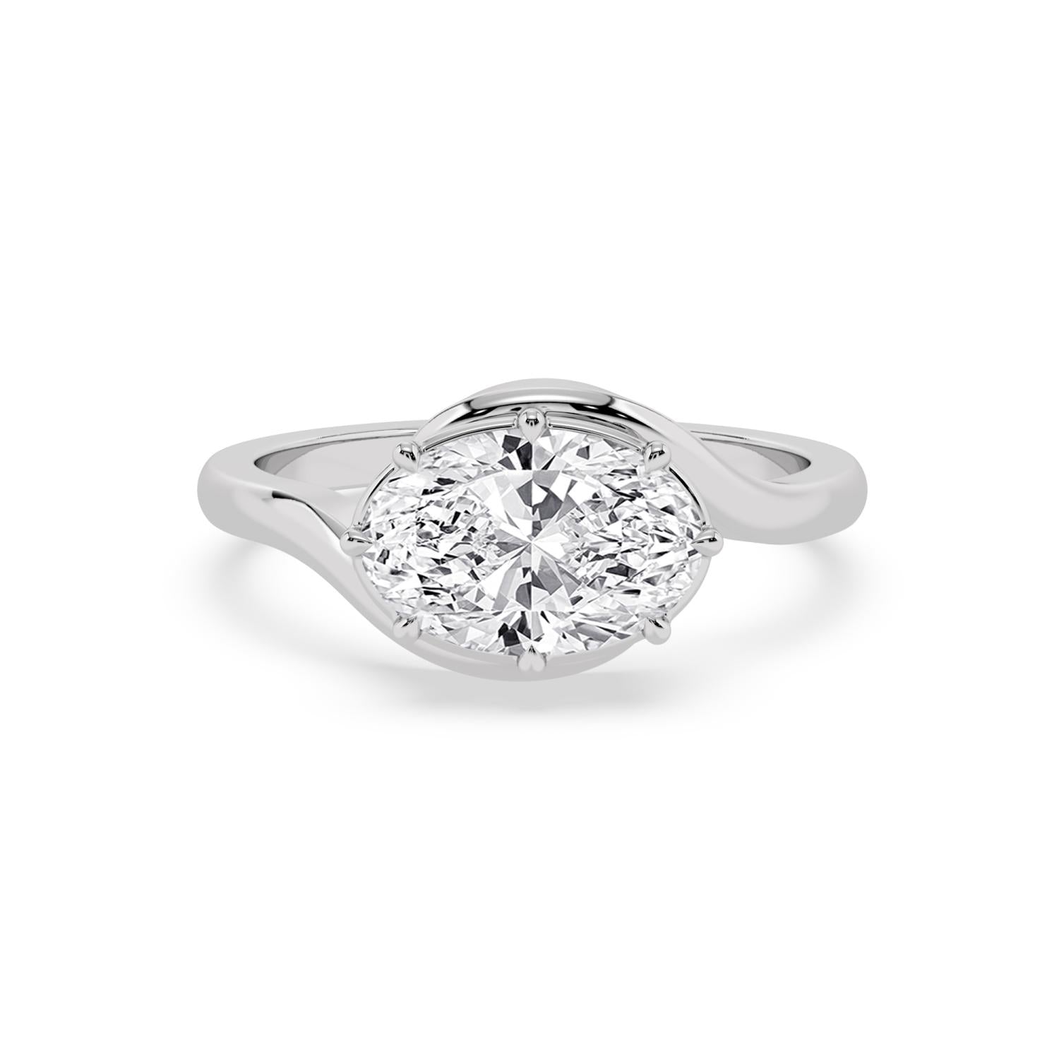 2.00ct Oval Lab Diamond Bypass Engagement Ring in 10ct Gold - white gold product image 1